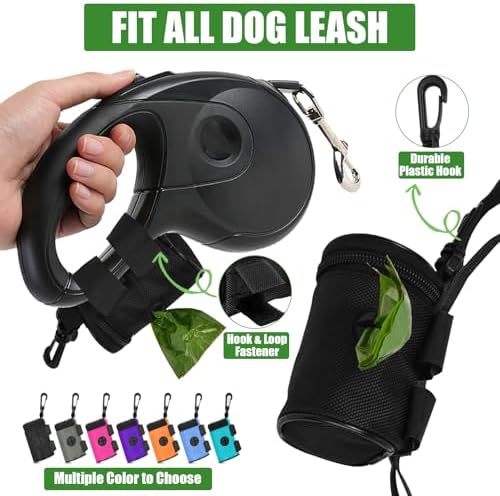 Dog Poop Bag Holder for Leash Attachment - Waste Bag Dispenser for Leash - Fits Any Dog Leash - Portable Set with Hand Free Holder Metal Carrier, Round Shape, Purple - Image 5