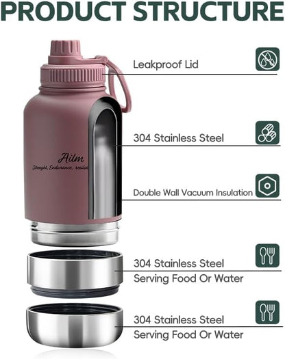 Travel Pet Feeder, 3-in-1 Food and Water Bottle Dispenser (Dusty Rost)