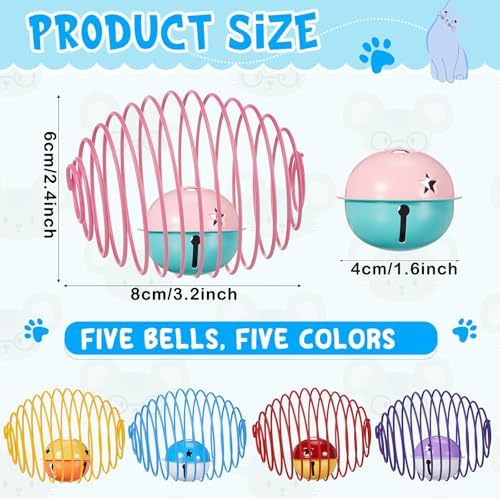 Jecery 5 Pcs Cat Toys Spring,Bell,Multicolor - Image 2