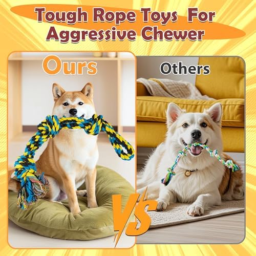 All Large Dog Rope Toys for Aggressive Chewers, 5 Nearly Indestructible Various Tough Rope Toys for Large and Medium Breed, 100% Cotton for Teeth Cleaning, Tug of War, No Small Type - Image 5
