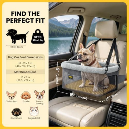Conlun Elevated Pet Car Seat with Cooling Mat, Travel Booster for Small Dog - Image 2