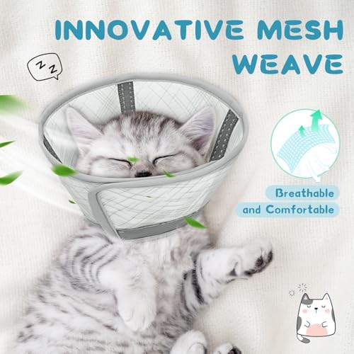 Supet Cat Cone Collar Soft, Air Mesh Recovery Collar to Stop Licking, Breathable Neck Cone Alternative, Lightweight Cat Head Cone Anti Scratch (Green,S) - Image 4
