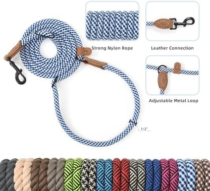 Mile High Life Hands Free Dog Leash, Crossbody Waist Leash with Genuine Leather Connection, Multifunctional Adjustable Slip Lead for Dog Walking Running (Blue Gray, 7FT) - Image 5