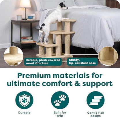 Furhaven Steady Paws Multi-Step Pet Stairs for High Beds & Sofas - Cream, 3-Step - Image 4