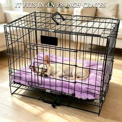 18 Inch Ultra Soft Comfy Pet Bed, Tiny Dog Bed, Washable Anti-Slip Crate Pad Sleeping Cushion Mat for XX-Small Dogs, Indoor Cats & Cat Carrier, Purple - Image 2
