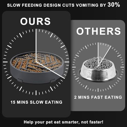 TOBYTO Slow Feeder Dog Bowls Large Medium Breed,Anti-Choking Slow Eating Dog Food Bowl,Non Slip Pet Slower Food Feeding Bowls Large Puzzle Slow Feeder Bloat Stop Maze Dog Dishes,Gray - Image 4