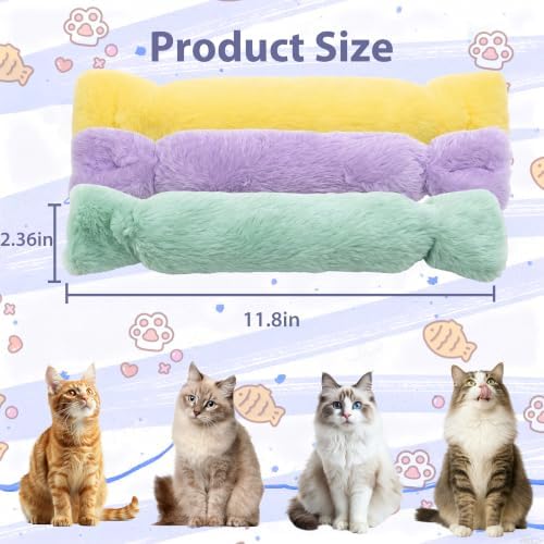 3 Pack Catnip Pillow Toys for Indoor Cats, Soft Plush Cat Toys with Pastel Macaron Colors, Interactive Catnip Toys for Biting, Cuddling and Play, Cute Kitty Toys - Image 7