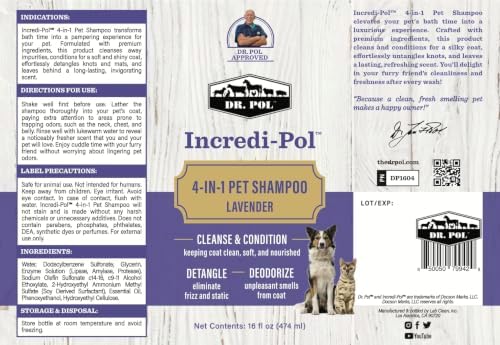 Dr. Pol Incredi-Pol 4-in-1 Pet Shampoo | Cleanse, Condition, Detangle & Deodorize | Luxurious Grooming for a Soft, Silky Coat | Lavender | 16 oz - Image 7