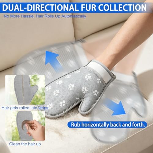 EXPAWLORER Pet Hair Removal Glove for Dogs & Cats, Washable Reusable Electrostatic Magic Brush Pet Hair Remover Glove, Upgraded Fur Removal Tool Grooming for Carpet Couch Sofa Clothing Car Seat, M - Image 3