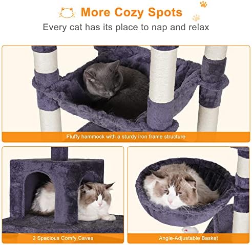 Heybly Cat Tree, 70 inches Tall Cat Tower for Indoor Large Cats HCT032G - Image 6