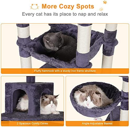 Heybly Cat Tree, 70 inches Tall Cat Tower for Indoor Large Cats HCT032G - Image 6