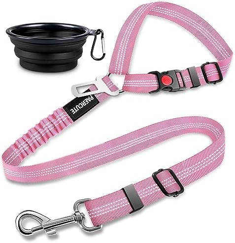 2 Piece Set Retractable Dog Car Seatbelts - Adjustable Pet Seat Belt for Vehicle Headrest Restraint - Heavy Duty & Elastic & Durable Car Harness by Paercute