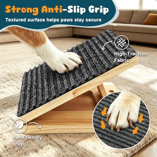 2-Pack Small Dog Ramp for Stairs, Adjustable Gentle Low-Angle Wooden Pet Stair Wedges, Non-Slip Carpet Surface, No Assembly Portable Sturdy Pet Steps for Small Dogs, Senior, Injured, Short-Legged - Image 2
