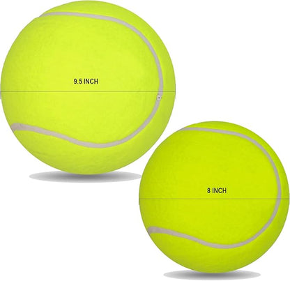 2 Pack Big Tennis Ball for Dogs - 9.5" and 8" Inflatable Giant Tennis Balls Large Pet Toys Ball Funny Outdoor Sports