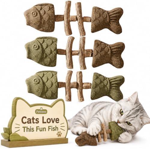Silvervine Cat Toy Catnip Chew Stick for Indoor Kitten Teething Cleaning Dental Care Natural Comfort Adult Gatos Set to Play Alone Blend Fishing Aesthetic Fish Bone Shape by Unknown