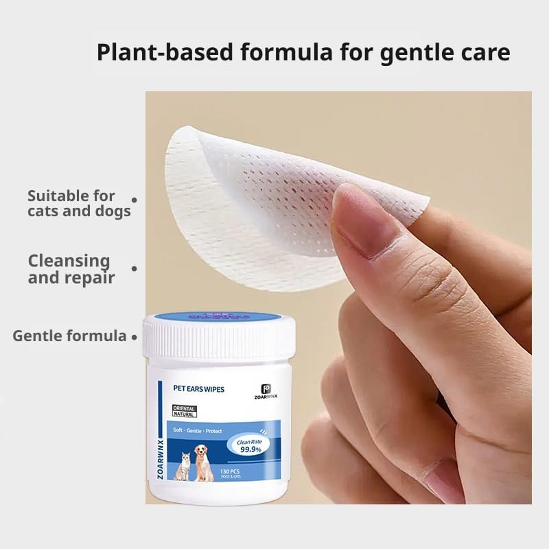 130 PCs Cat Ear Wipes that Gently Clean & Soothe Sensitive Cat Ears; Soft Ear Cleaner for Removing Wax, Dirt & Odor; Unscented Grooming Care - Image 6