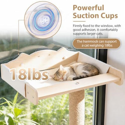 Fantasreen Window Perch Cat Hammock Tree 48", with Sisal Post Track Toys (Drill-Free) - Image 2