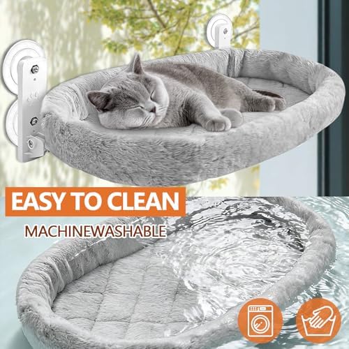 Collapsible Window Perch for Indoor Cats, Large Cats & Kittens - Equipped with a Cat-Catching Stick, Solid Metal Frame, Soft Cover, Strong 4 Suction Cup Wall Mount - Image 5