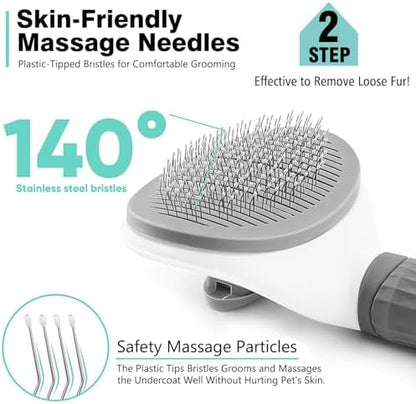 3PCS Dog Grooming Brush - Dog Brush for Shedding Massaging Bathing - Double Sided Shedding, Dematting Undercoat Rake - Self Cleaning Slicker Comb for Dogs and Cats with Long or Short Coats - Image 5