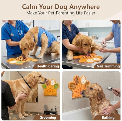 Dog Lick Mat with Suction Cups, Slow Feeder & Enrichment Mat for Dogs & Cats, Silicone Feeding Mat for Wet & Dry Food, Anxiety Relief, Mess-Free Foldable Pocket Design, Orange - Image 5
