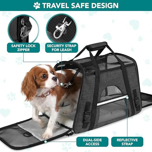 PetAmi Airline Approved Pet Carrier Cats Small Dogs, Large Heather Charcoal - Image 4
