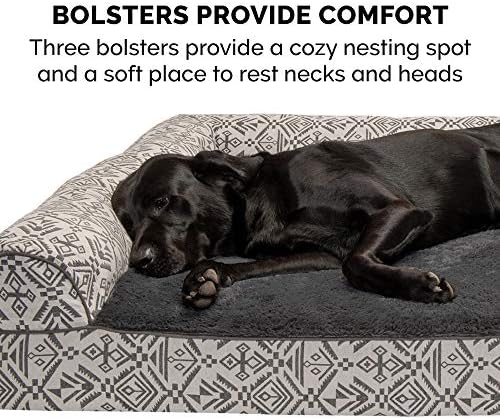 Furhaven Pillow Dog Bed for Medium/Small Dogs w/ Removable Bolsters & Washable Cover - Plush & Southwest Kilim Woven Decor Sofa - Boulder Gray, Medium - Image 6