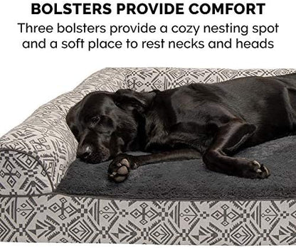 Furhaven Pillow Dog Bed for Medium/Small Dogs w/ Removable Bolsters & Washable Cover - Plush & Southwest Kilim Woven Decor Sofa - Boulder Gray, Medium - Image 6
