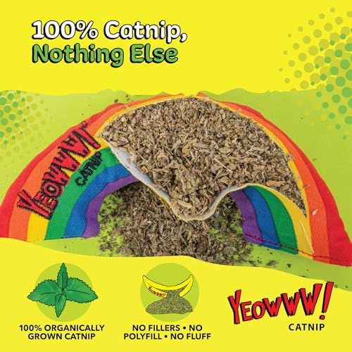 Yeowww! Catnip Rainbow Toy for Cats - Colorful Arch Shape - Durable Cotton Twill - Made in the USA - Stuffed with Organically Grown Catnip - Image 3
