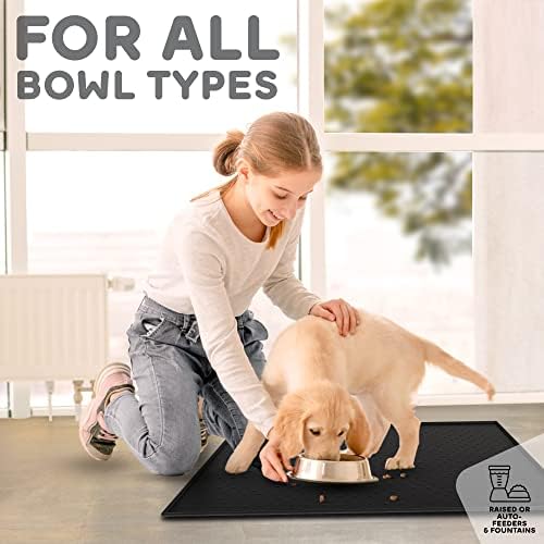 Dog Food Mat - 28x18 Raised Edges Dogs Mat for Food and Water Prevent Spill, Waterproof Cat Food Mats Protect Floors, Easy Clean Dog Bowl Mats for Food and Water, Silicone Pet Feeding Placemats - Image 6