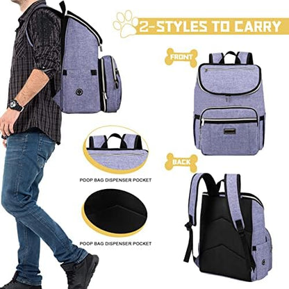 BAGLHER Travel Dog Backpack - Detachable Travel Dog Food Container for Pet Supplies Dog Gear Backpack,Dog Bag for Traveling with 2 Silicone Collapsible Bowls and 2 Food Baskets Purple - Image 4