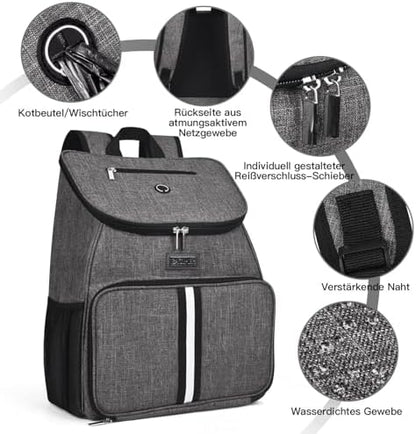 BAGLHER丨Dog Travel Bag, Airline Approved Pet Supplies Backpack, Dog Travel Backpack Accessories Set with 2 Silicone Collapsible Bowls and 2 Food Baskets, Gray - Image 5