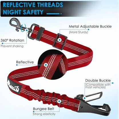 Lukovee Dog Seat Belt, 2 Pack, 3-in-1 Headrest & Seatbelt Clip & Latch - Image 4