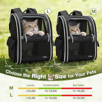 Lekereise Dog Carrier Backpack for Small Medium Dogs Cats up to 18 lbs, Breathable Pet Backpack Carrier with 3 Entrances, Collapsible Cat Backpack Carrier, Travel Hiking Puppy Backpack - Image 4