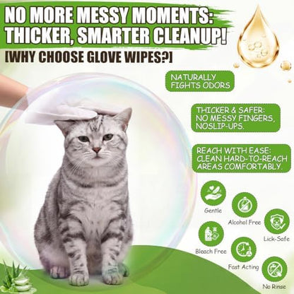 Irenare 6 Pack / 150 Pcs Pet Glove Wipes Bulk for Dogs and Cats, No-Rinse - Image 4