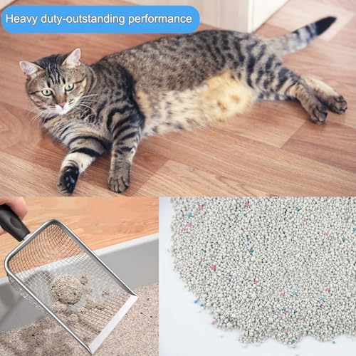 Cat Litter Scoop, Stainless Steel Cats Sturdy Mesh Scooper Kitty Metal Scooper Long Handle Scooper Shovel Sifter for All Litter Types Metal Cat Scooper for Litter Box - Image 6