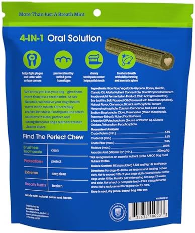 Ark Naturals Brushless Toothpaste Dog Dental Chews - Large Breeds (10 ct) - Image 2