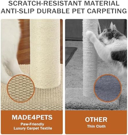 Made4Pets Tall Cat Scratching Post with Sisal & Carpet for Indoor Cats, 33" - Image 5