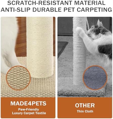Made4Pets Cat Scratching Post with Sisal & Carpet for Indoor Cats, 23.6" - Image 5