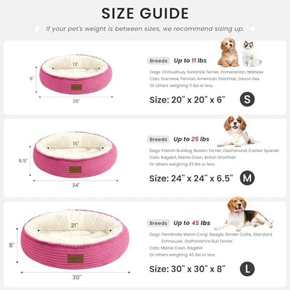 Love's cabin Round Donut Cat and Dog Cushion Bed, 20in Pet Bed for Cats or Small Dogs, Anti-Slip & Water-Resistant Bottom, Super Soft Durable Fabric Pet beds, Washable Luxury Bed Hot Pink - Image 4