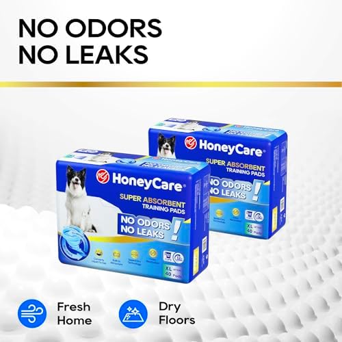 HONEY CARE All-Absorb, X-Large 28" x 34", 40 Count, Dog and Puppy Training Pads, Ultra Absorbent and Odor Eliminating, Leak-Proof 5-Layer Potty Training Pads with Quick-Dry Surface, Blue - Image 6