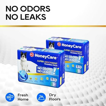 HONEY CARE All-Absorb, X-Large 28" x 34", 40 Count, Dog and Puppy Training Pads, Ultra Absorbent and Odor Eliminating, Leak-Proof 5-Layer Potty Training Pads with Quick-Dry Surface, Blue - Image 6
