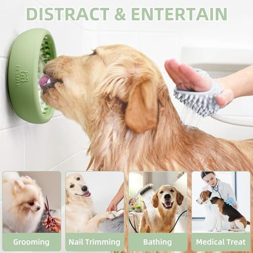 Dog Lick Bowl, Bestalk Anxiety Relief Lick Mat for Dogs, Non-Slip Freeze Licking Bowl Enrichment Puzzle Feeder for Distraction, BPA Free Silicone, Dishwasher Safe (Green,S) - Image 3