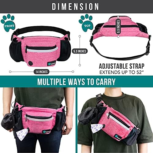 PetAmi Dog Fanny Pack, Treat Pouch for Dog Walking Training, Pink - Image 5