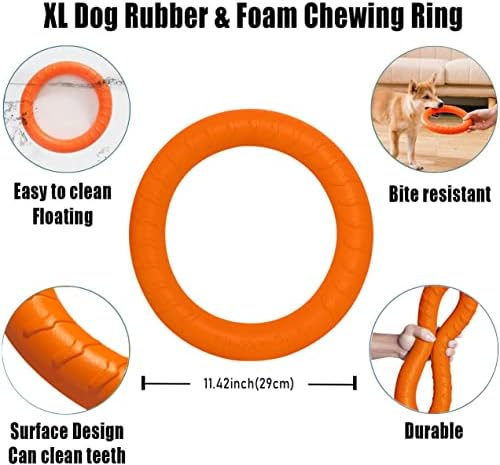 Dog Flying Disc Dog Chew Toy,Dog Toys for Aggressive Chewers Floating Dog Ring/Fetch Toys for Medium/Large Breeds Interactive Dog Pool Float Durable Toy for Training and Teeth Cleaning,28cm - Image 2