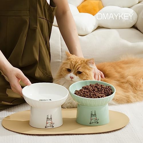 6.5 Inch Tilted Elevated Cat Bowls, Ceramic Extra Wide Raised Cat Bowl Set - Image 7