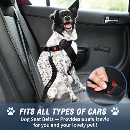 COOYOO Dog Seat Belt,Retractable Dog Car Harness Seat Belt for Car Adjustable Nylon Pet Safety Seat Belts Heavy Duty & Elastic Bungee Buffer - Image 2