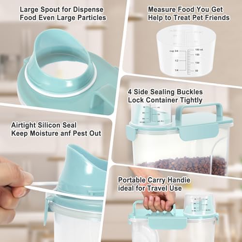 Dog Cat Food Storage Container with Cup (Light Blue, 5L) - Image 3