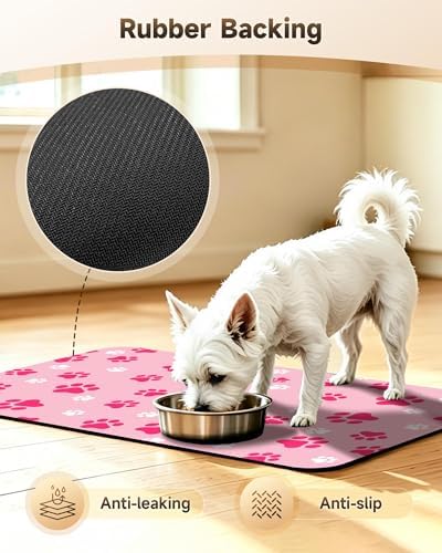 Dog Food Mat for Food and Water Mat, Pet Cat Dog Bowl Mat, 12"x20" - Image 5