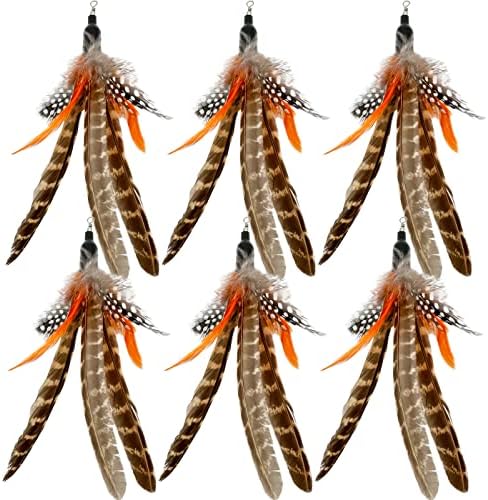 Cat Feather Toys Refills, 6 Pieces Handmade Da Bird Feathers Refill, Cat Wand Replacement Feather for Indoor Cats (B) by TIENAILING