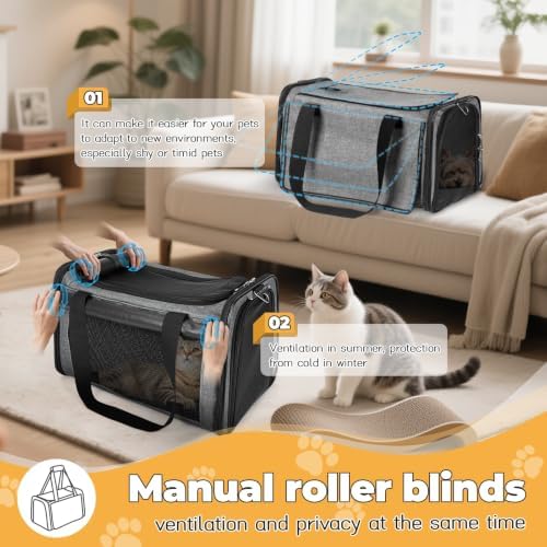 YUDODO 25lbs Cat Carrier Lightproof Soft Sided Pet Carrier for Large Cat - Image 2